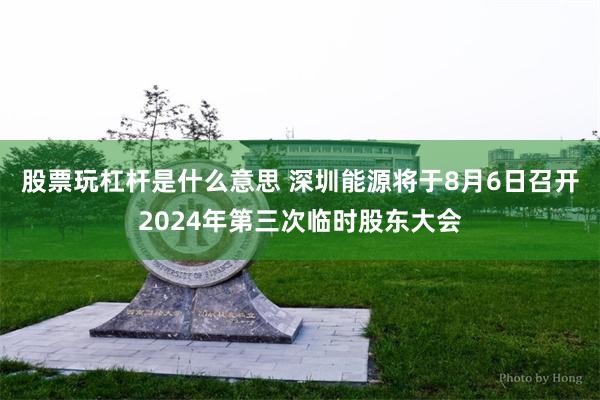 股票玩杠杆是什么意思 深圳能源将于8月6日召开2024年第三次临时股东大会