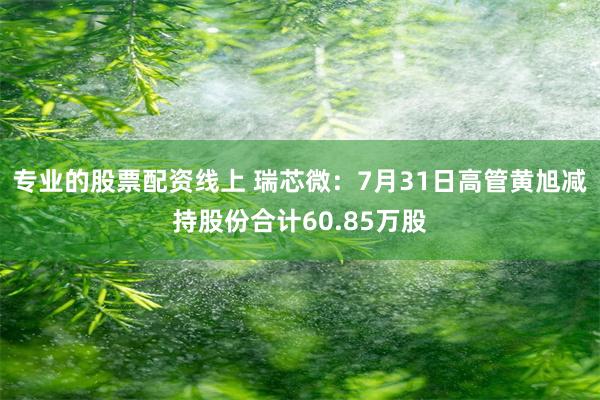 专业的股票配资线上 瑞芯微：7月31日高管黄旭减持股份合计60.85万股