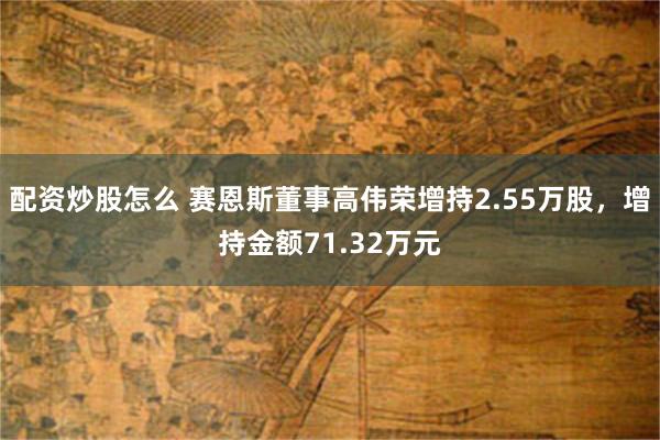 配资炒股怎么 赛恩斯董事高伟荣增持2.55万股，增持金额71.32万元